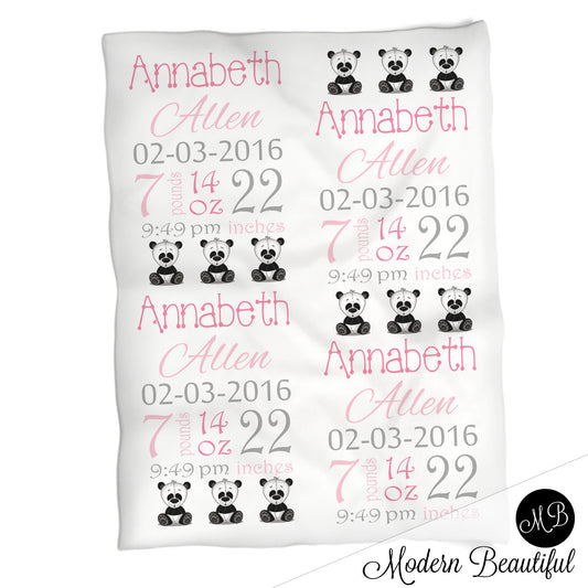 Panda Baby Stats Blanket
