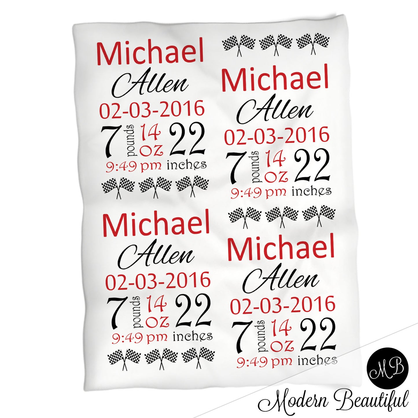 Racing Baby Stats Blanket