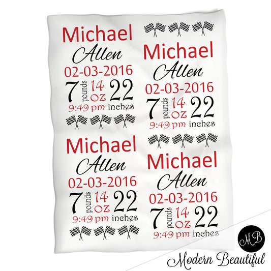 Racing Baby Stats Blanket