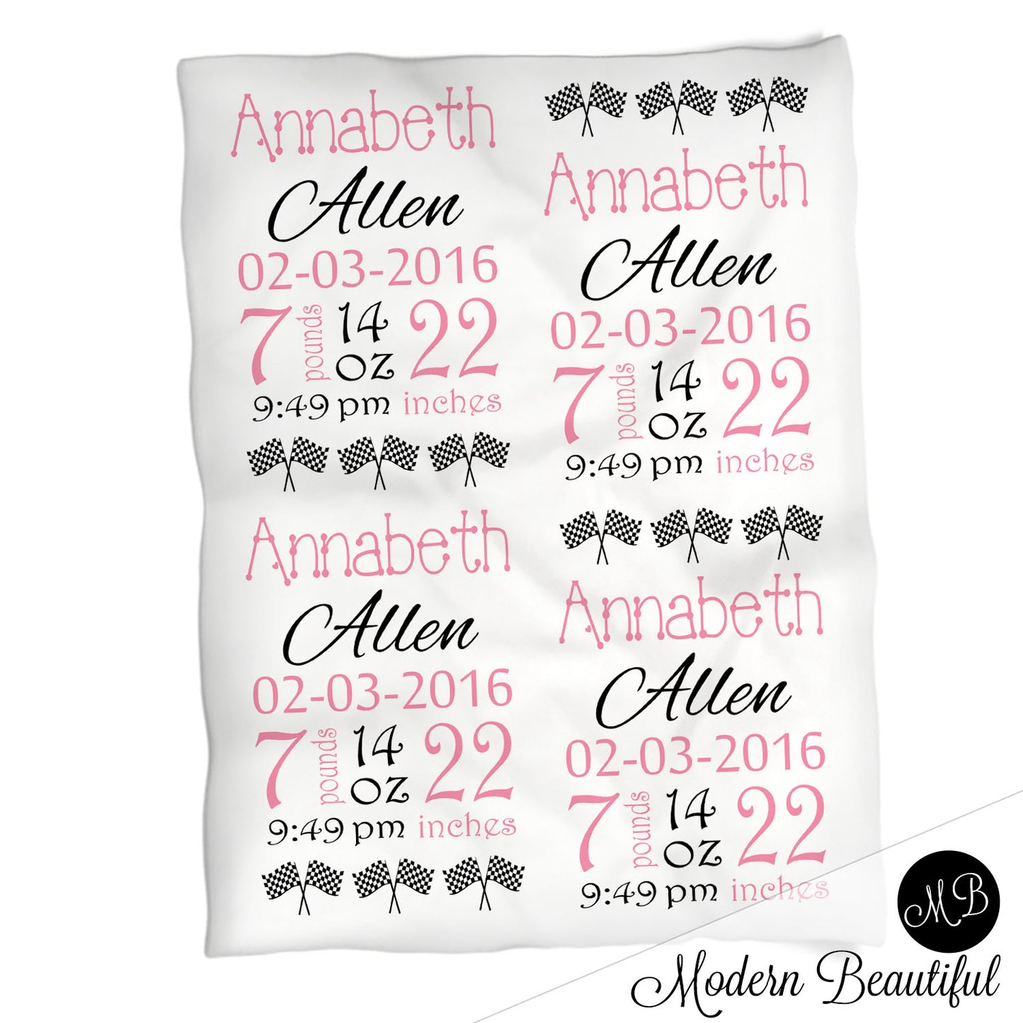Racing Baby Stats Blanket Girl