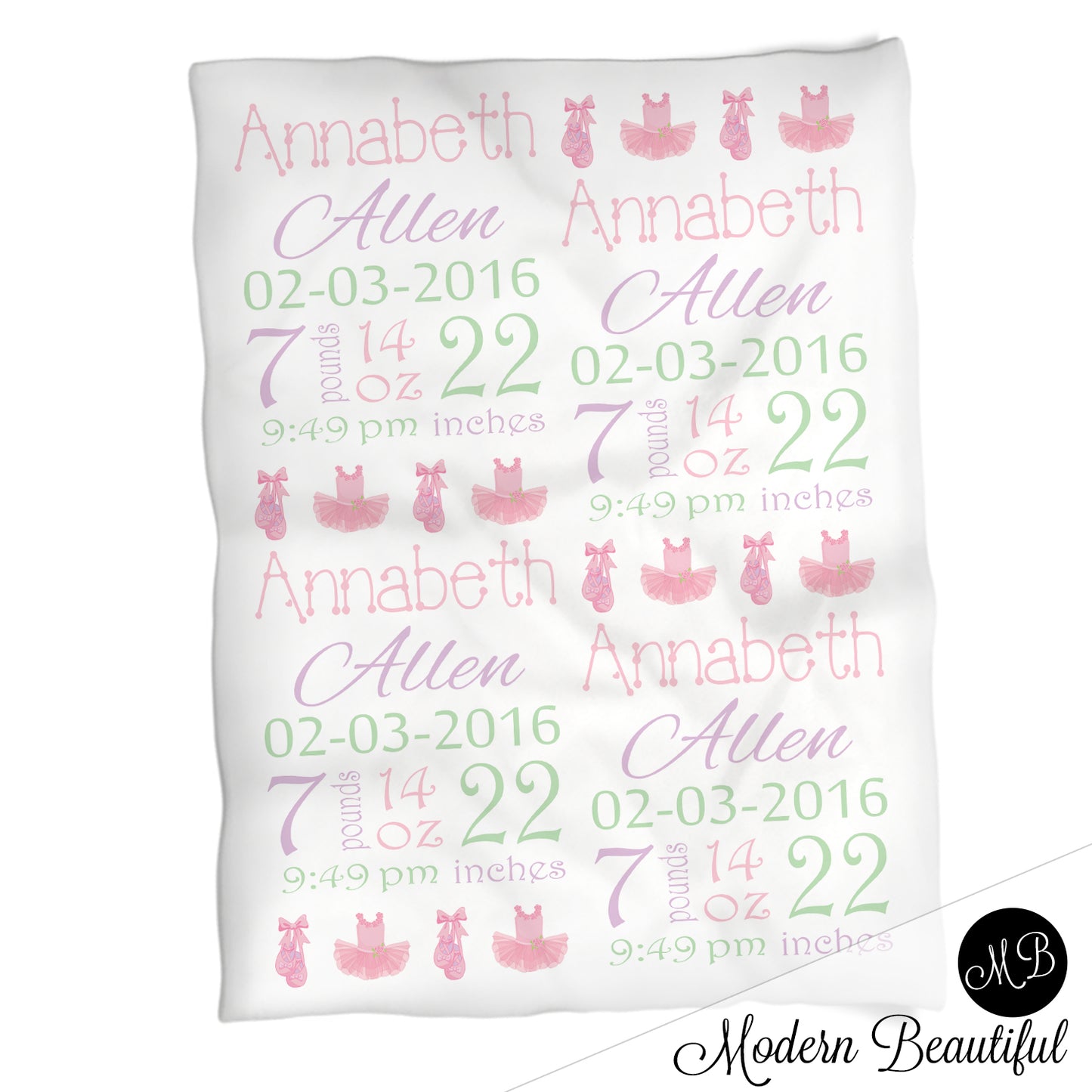 Ballet Baby Stats Blanket