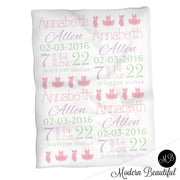 Tutu ballet baby girl stats blanket, pink and mint blanket, girl personalized ballerina baby blanket, baby stats blanket, tutu girl baby blanket, stats swaddle blanket, girl baby shower gift, choose colors