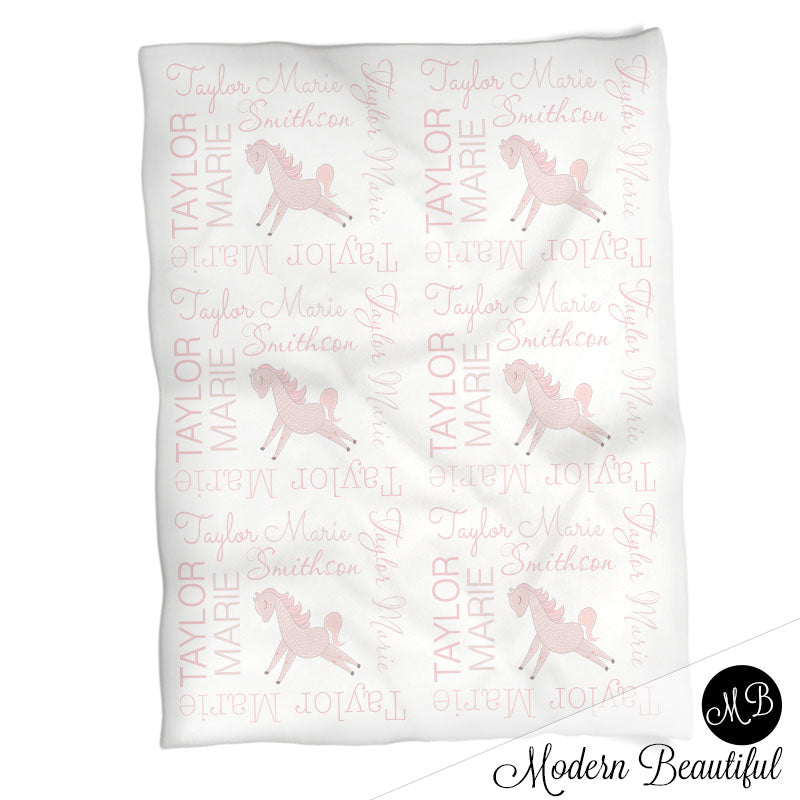 Personalized Horse Baby Name Blanket
