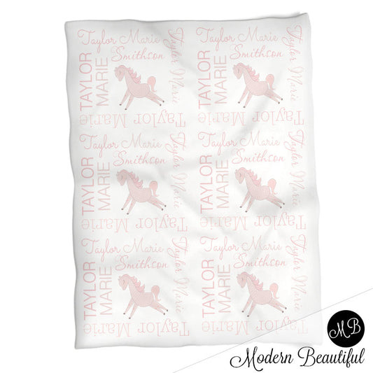 Personalized Horse Baby Name Blanket