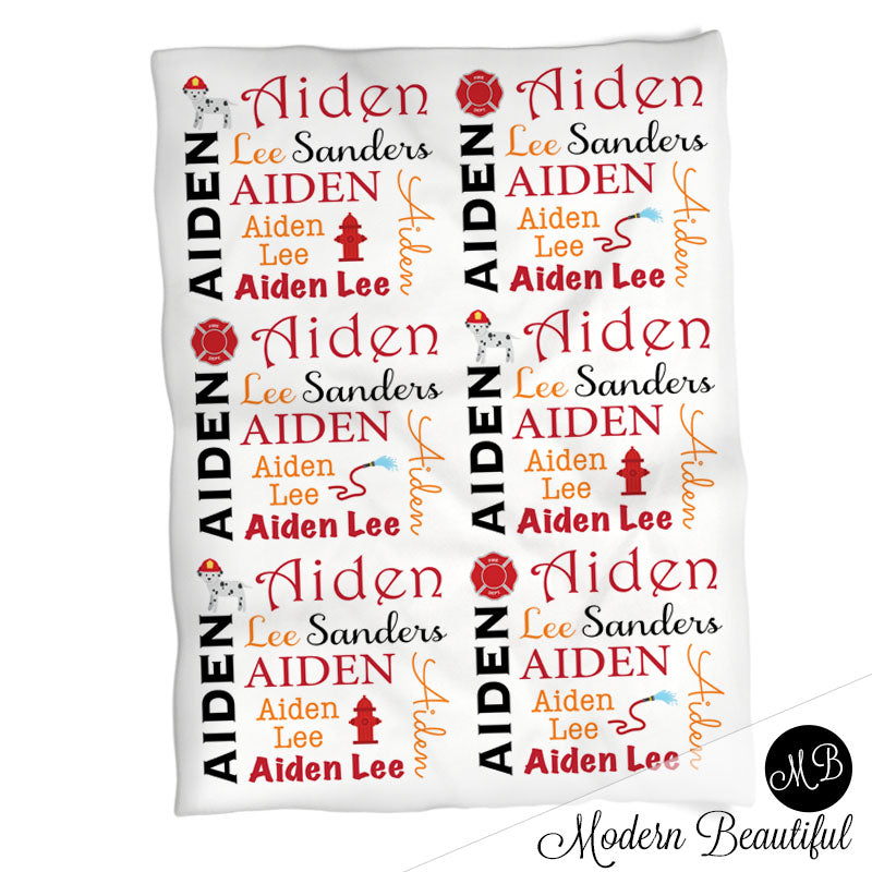 Personalized Fireman Baby Name Blanket Boy