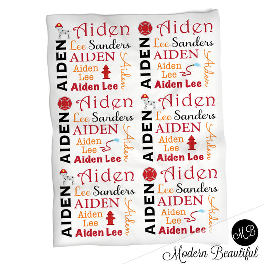 Personalized Fireman Baby Name Blanket Boy