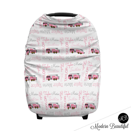 Pink Firetruck Carseat Cover 4-in-1