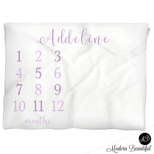 Milestone Baby Blanket Personalized Purple Baby Growth Photo Blanket