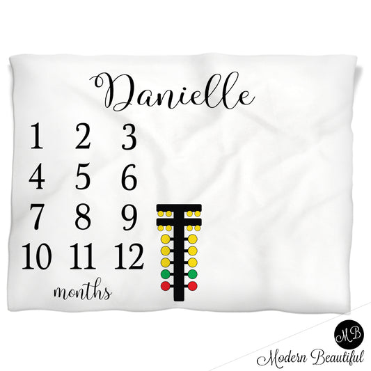 Race Tree Milestone Baby Blanket Personalized Girl Baby Growth Photo Blanket