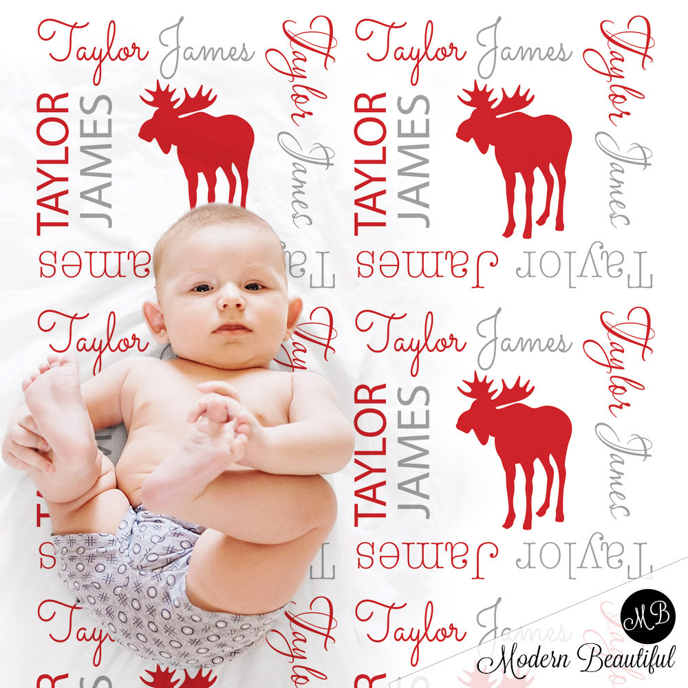 Moose baby name blanket