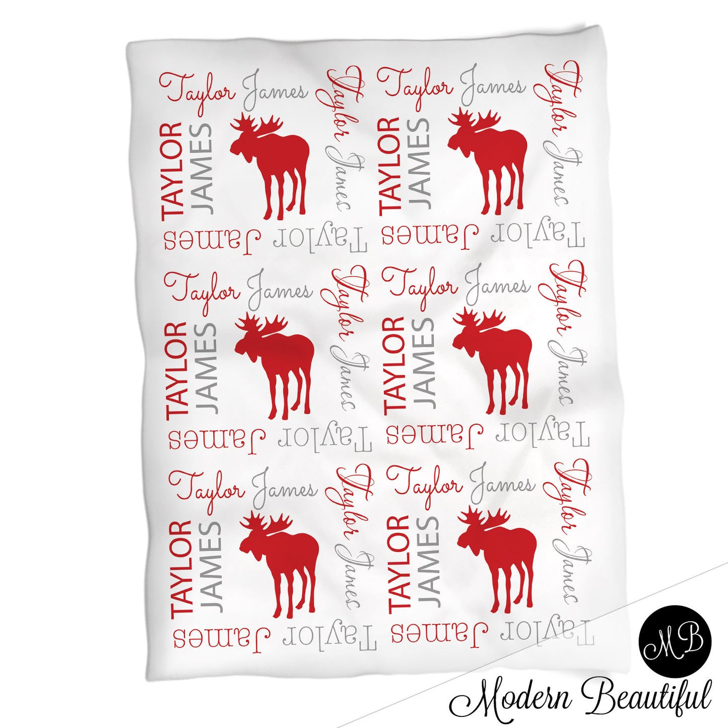 Personalized Moose Baby Name Blanket Boy