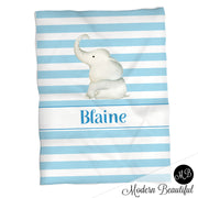 Boy elephant baby name blanket, personalized baby gift, personalized photo prop blanket with elephant, choose colors