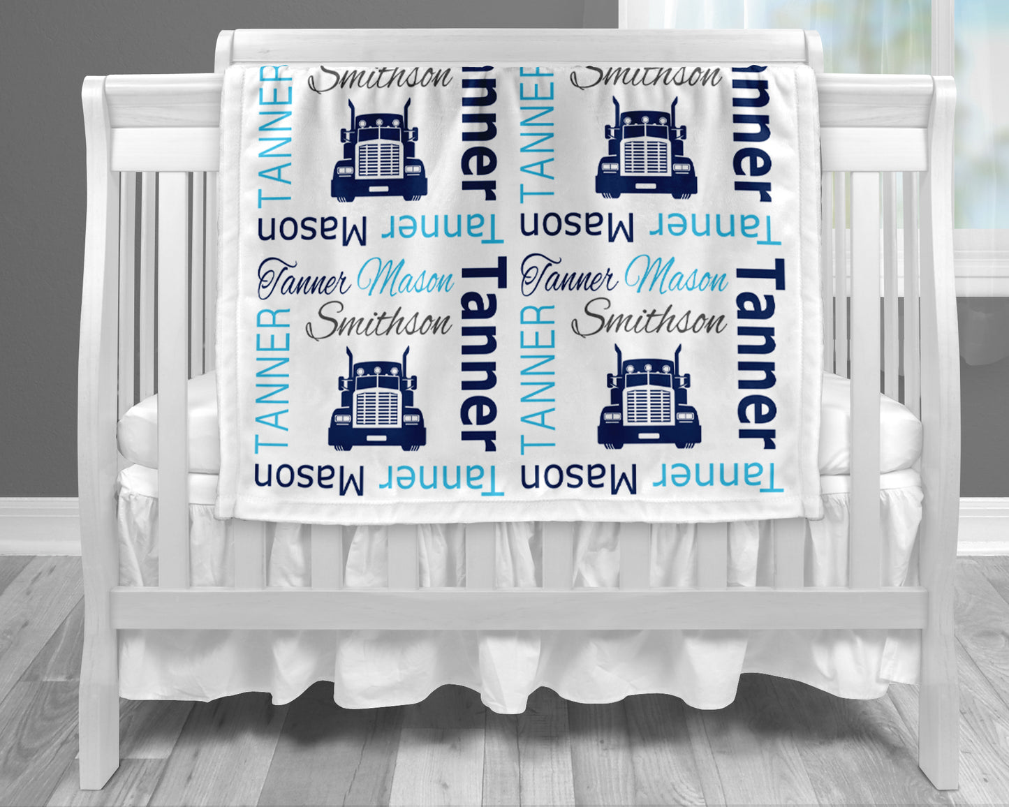 Personalized Baby boy trucker name blanket