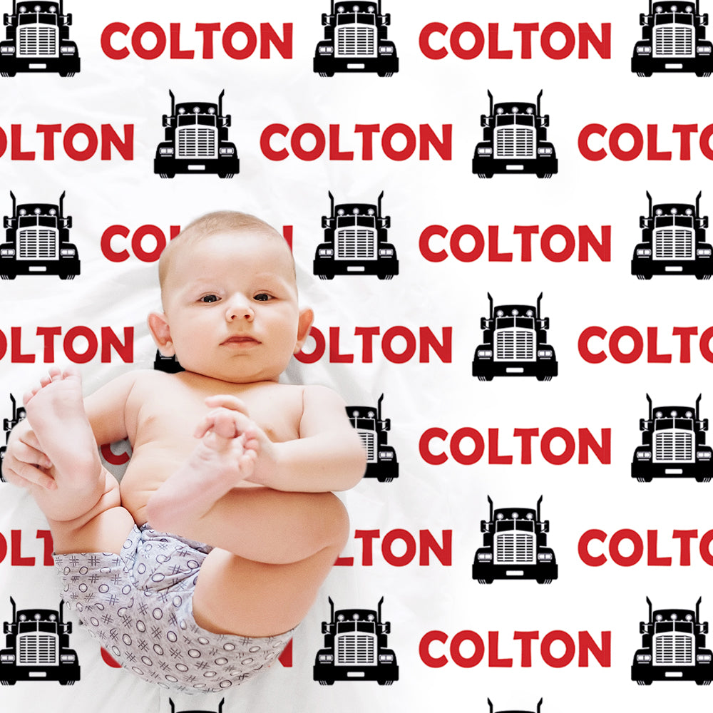 Personalized Boy diesel baby name blanket