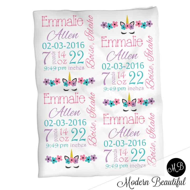 Unicorn Baby Stats Blanket