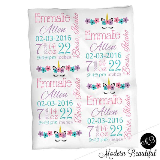 Unicorn Baby Stats Blanket