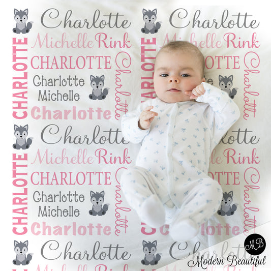 baby girl wolf blanket