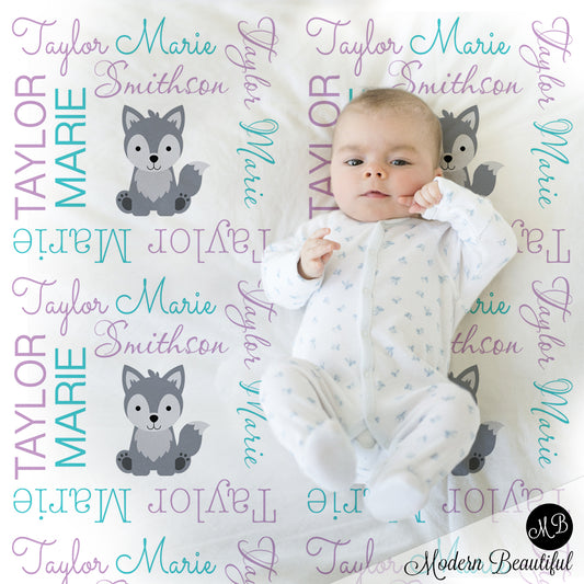 baby girl wolf blanket