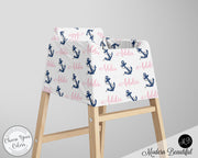 Nautical baby boy or girl car seat canopy cover, anchor baby gift, pink and navy, custom infant car seat cover, personalized baby name carseat cover, nursing privacy cover, shopping cart cover, high chair cover (CHOOSE COLORS)