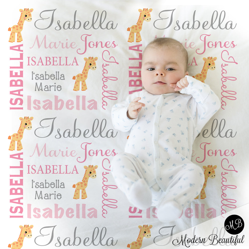 giraffe baby name blanket