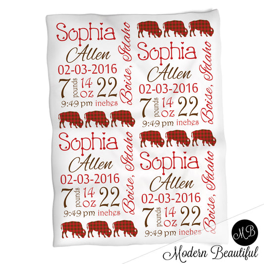 Buffalo Baby Stats Blanket Girl