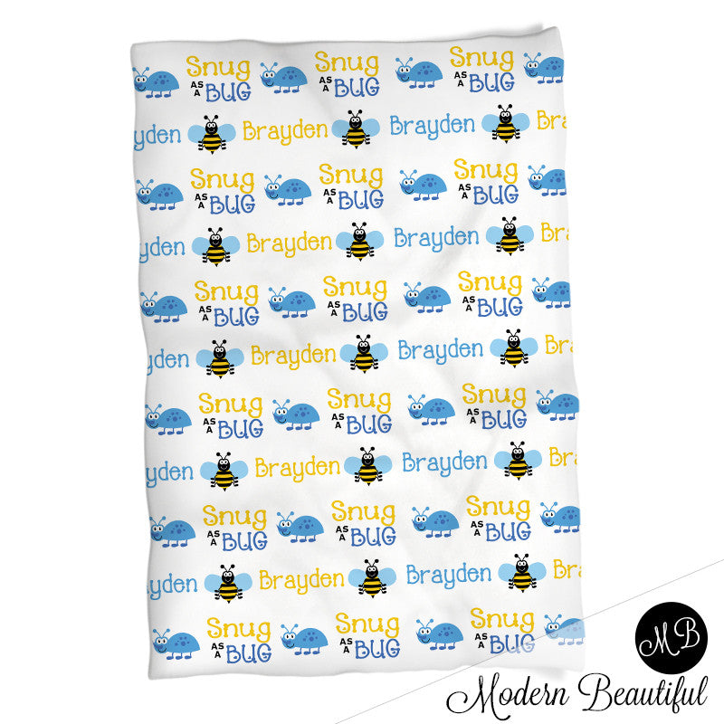 Personalized Bugs Baby Name Blanket Boy