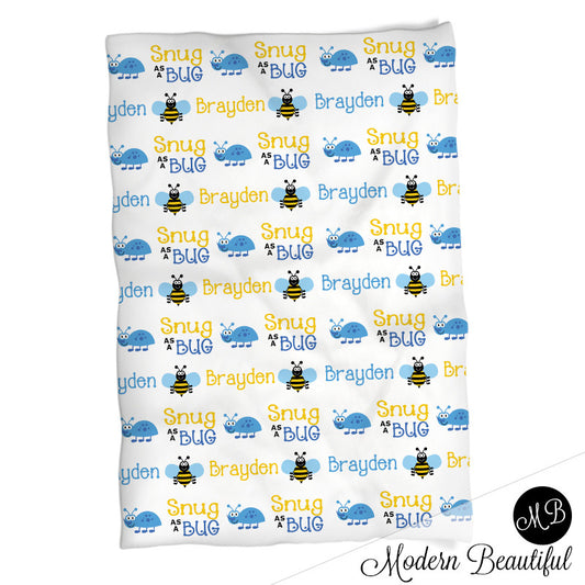 Personalized Bugs Baby Name Blanket Boy