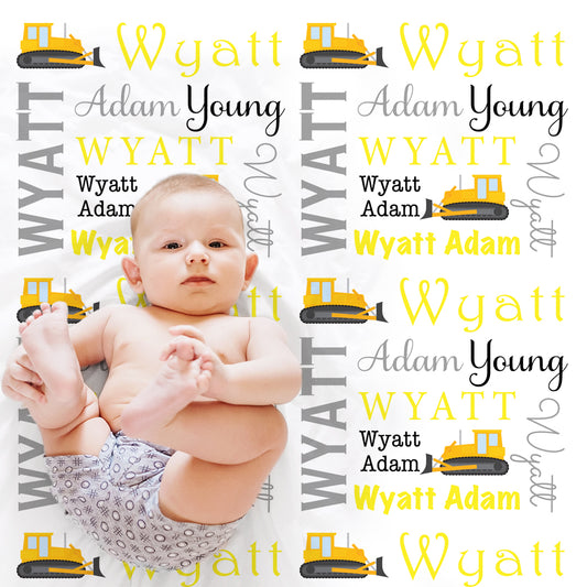 construction bulldozer baby blanket