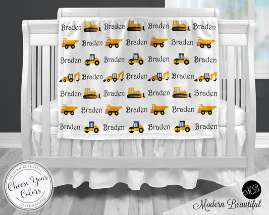 construction bulldozer baby blanket