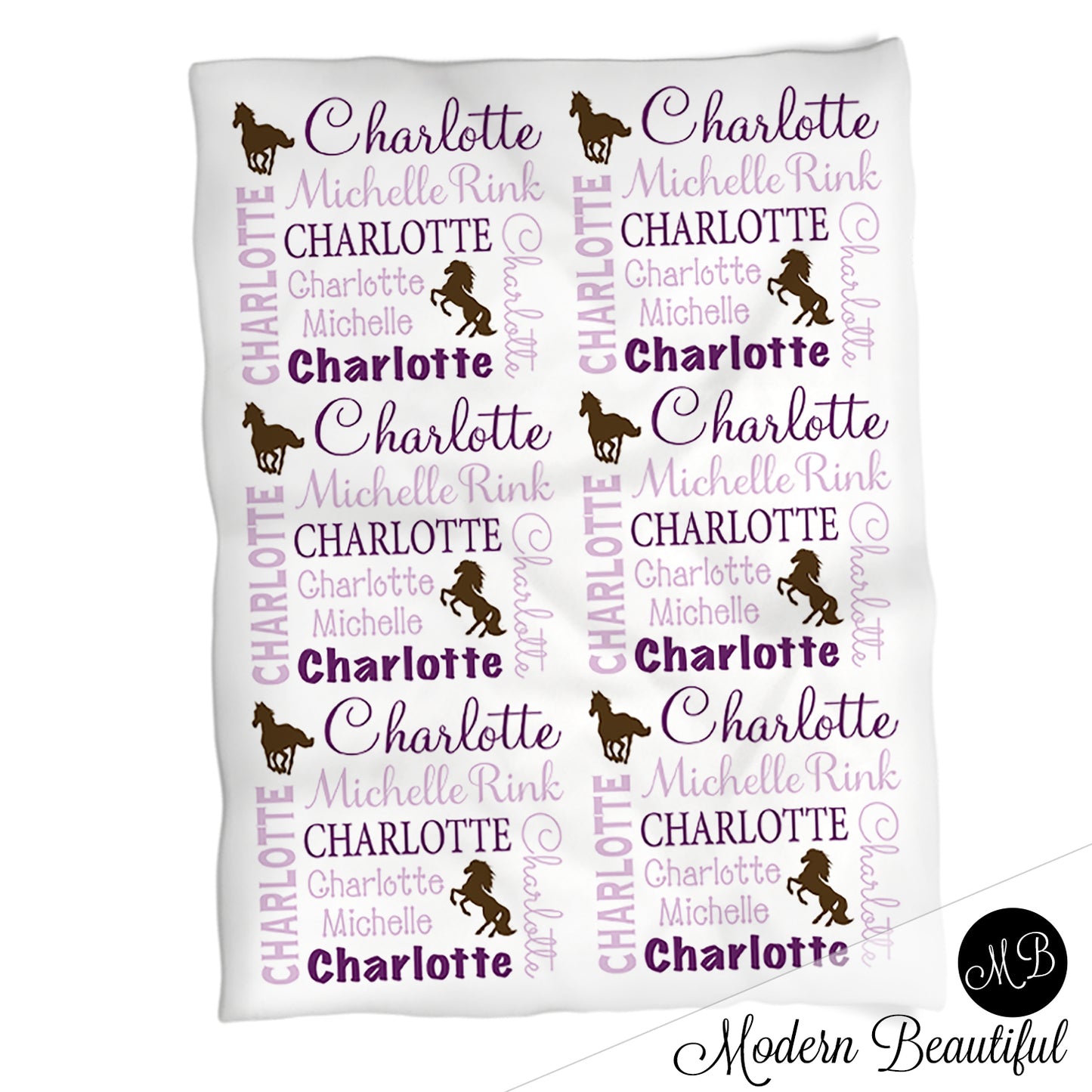 Personalized Wild Horse Baby Name Blanket