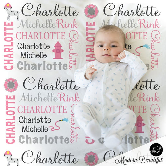 Personalized Fire Fighter Baby Name Blanket