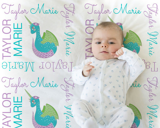 Dragicorn Baby Name Blanket Girl