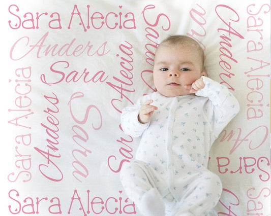 Personalized Baby Name Blanket Girl Pink