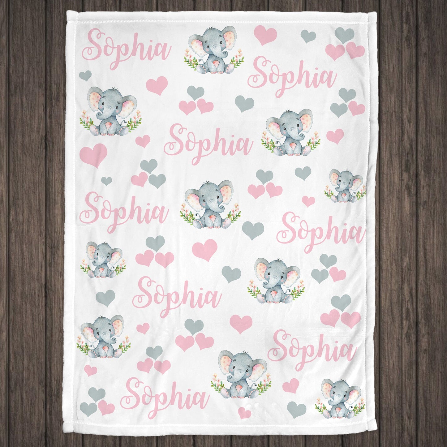 Personalized Elephant Baby Name Blanket