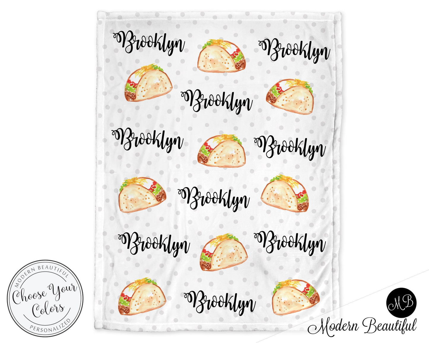 Personalized Tacos Baby Name Blanket Girl