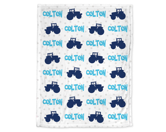 Personalized Tractor Baby Name Blanket