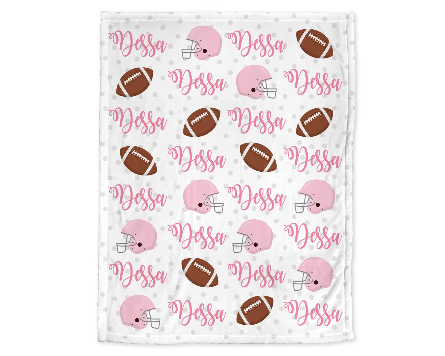 Personalized Footall Pink Baby Name Blanket Girl