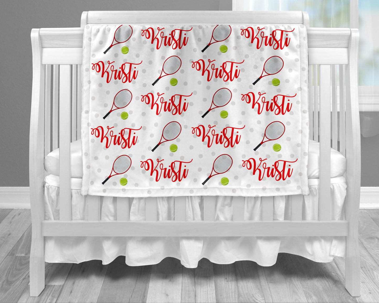 Personalized Tennis Sports Baby Name Blanket Girl