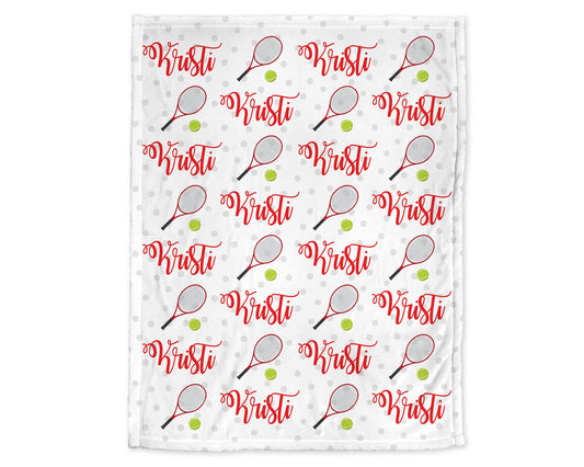 Personalized Tennis Sports Baby Name Blanket Girl