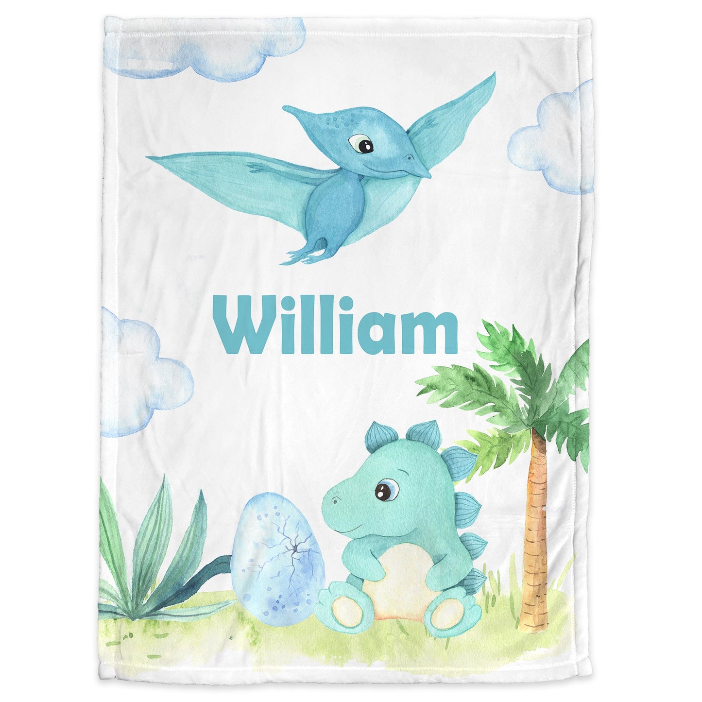 Personalized Dinosaur Baby Name Blanket Boy