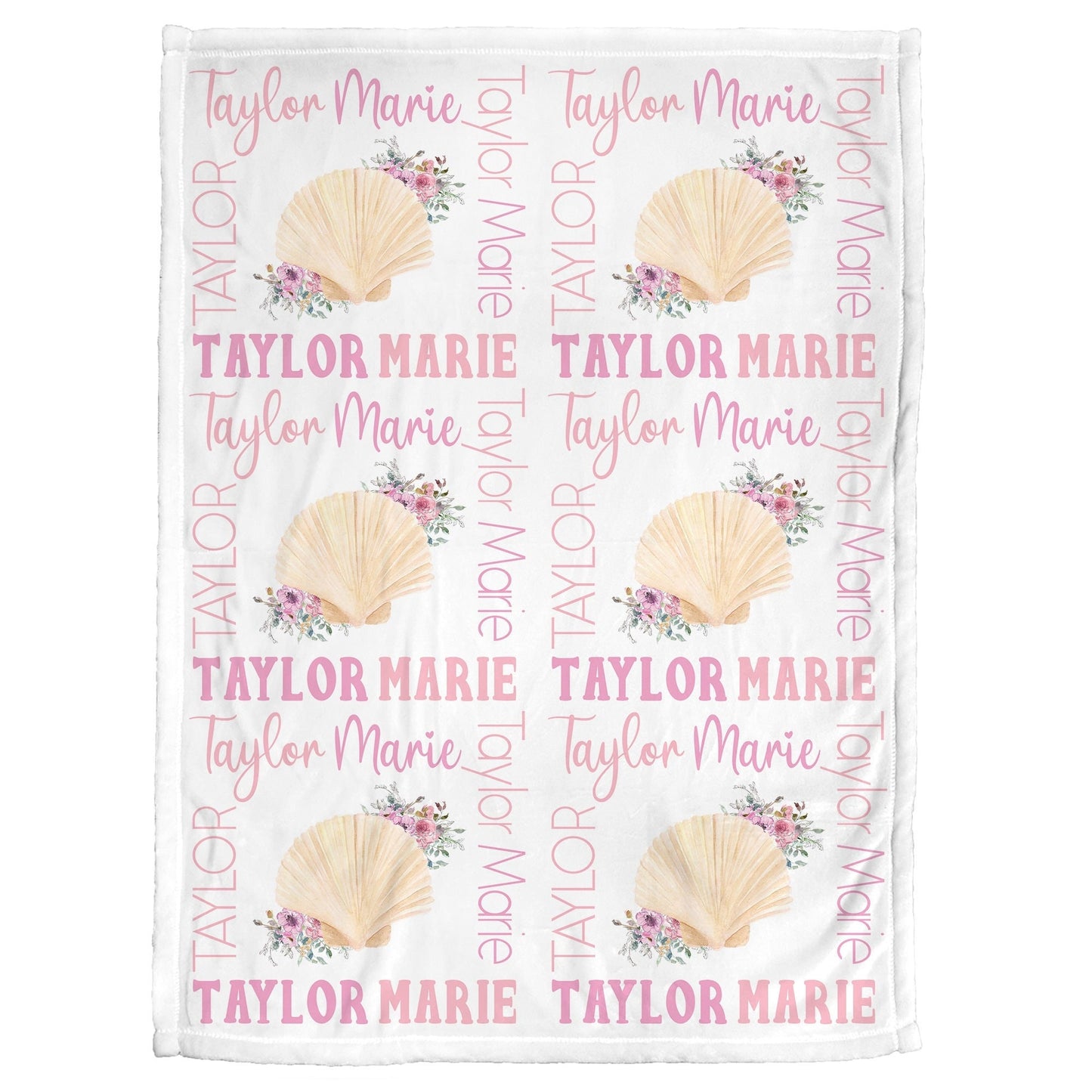 Personalized Shells Baby Name Blanket Girl