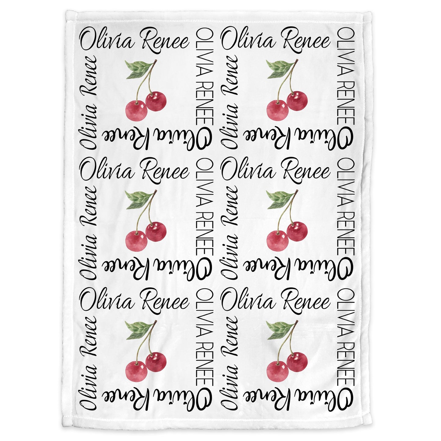Personalized Cherry Baby Name Blanket Girl