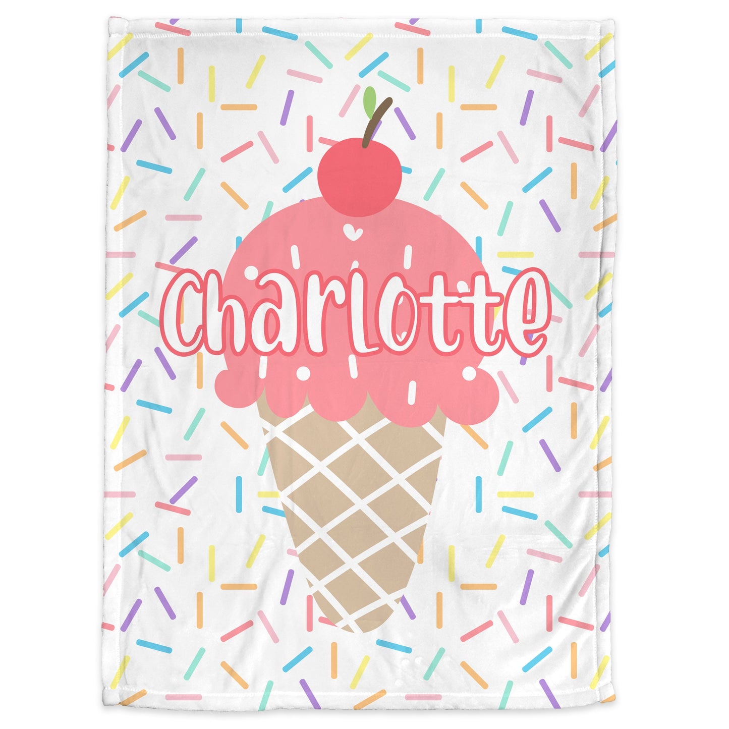 Personalized Ice Cream Baby Name Blanket Girl
