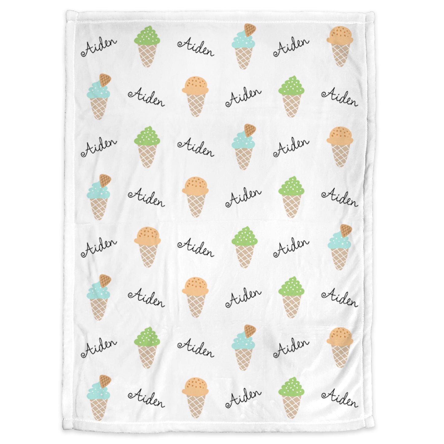 Personalized Ice cream baby name blanket