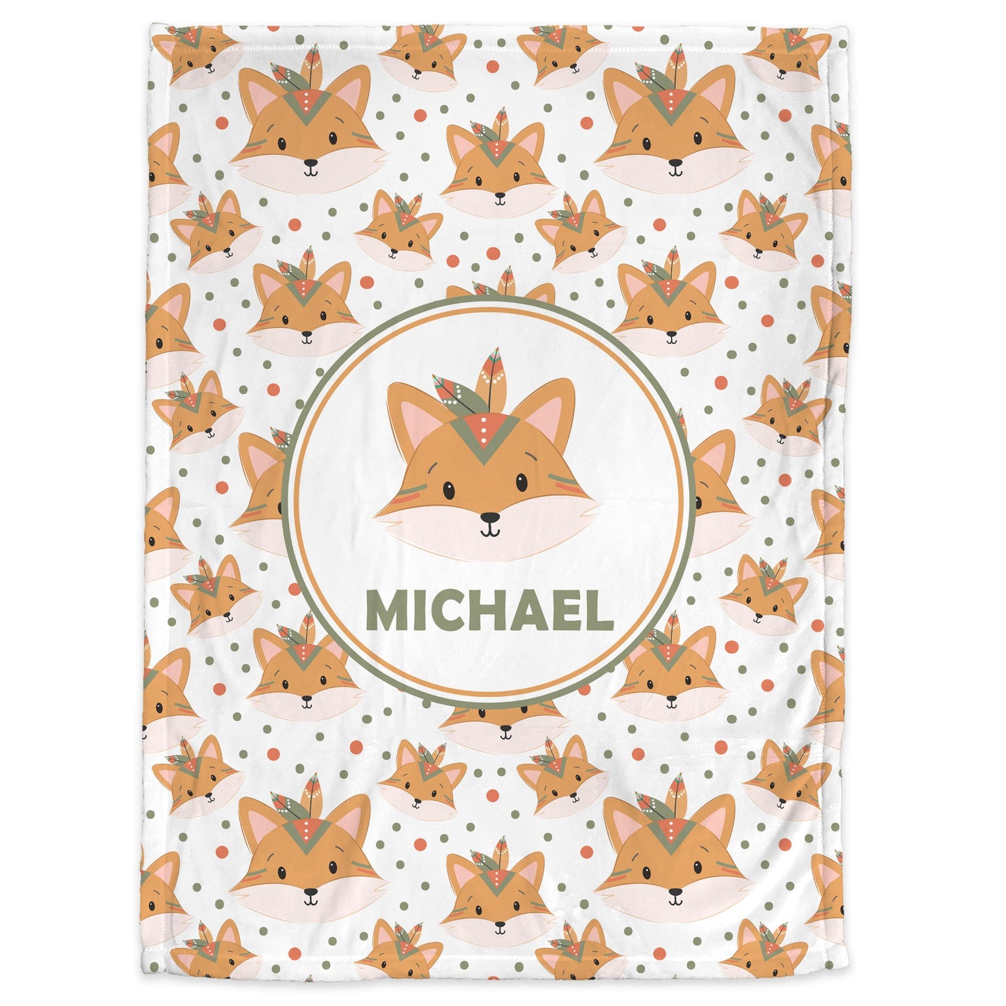 Personalized Boho Fox Baby Name Blanket Boy