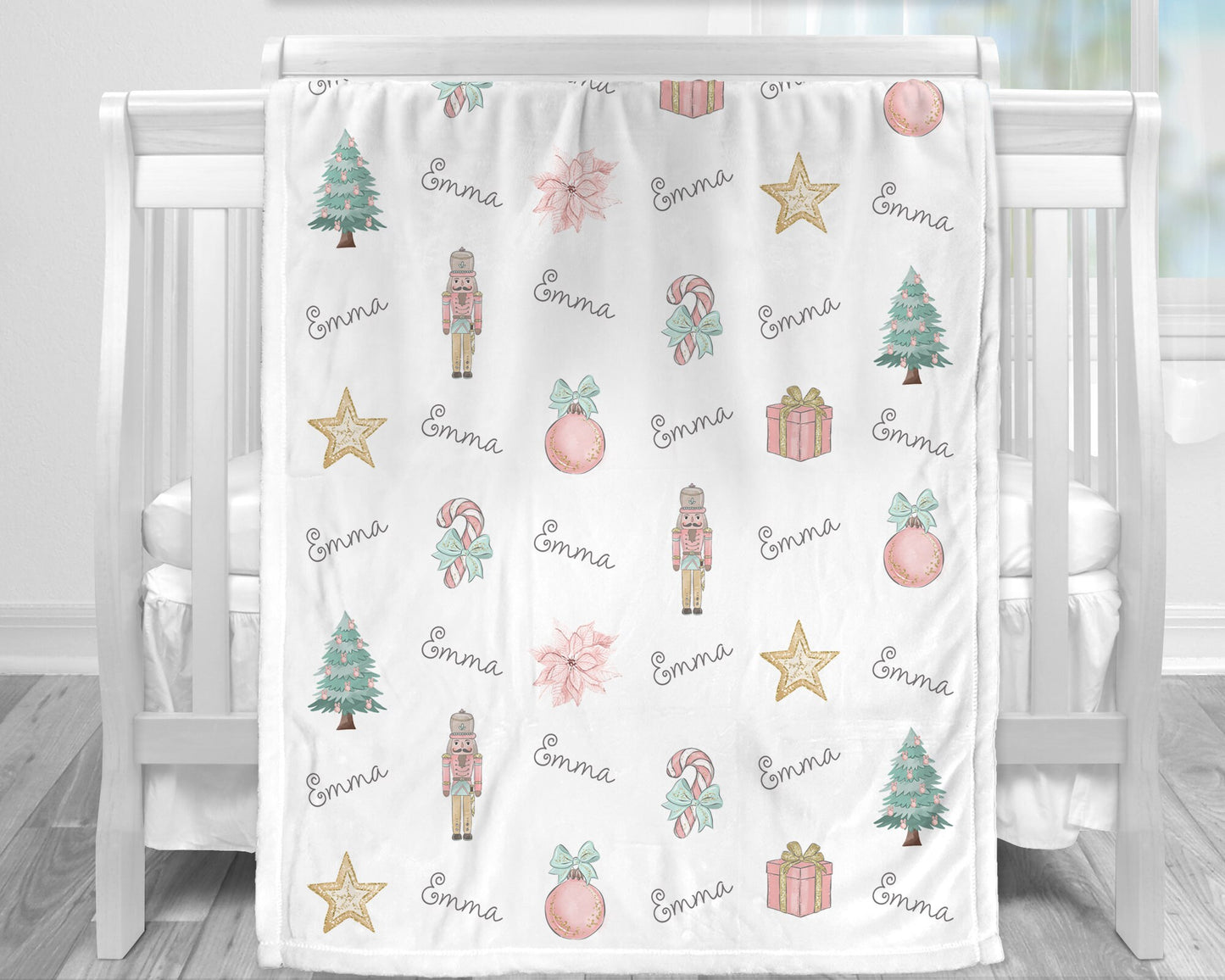 Personalized Christmas Baby Name Blanket Girl