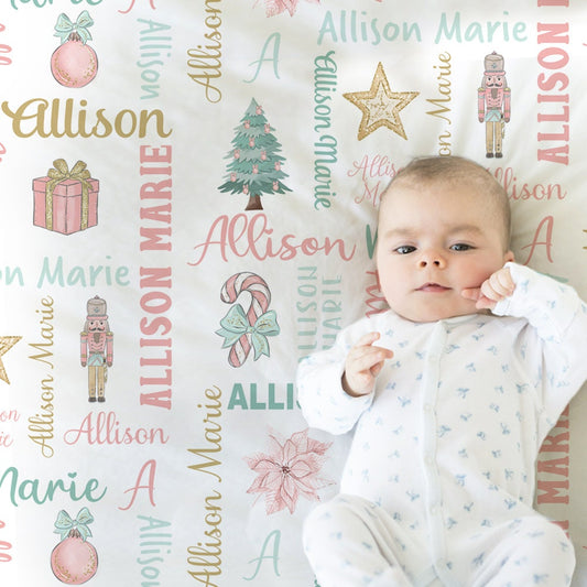 Personalized Christmas Baby Name Blanket