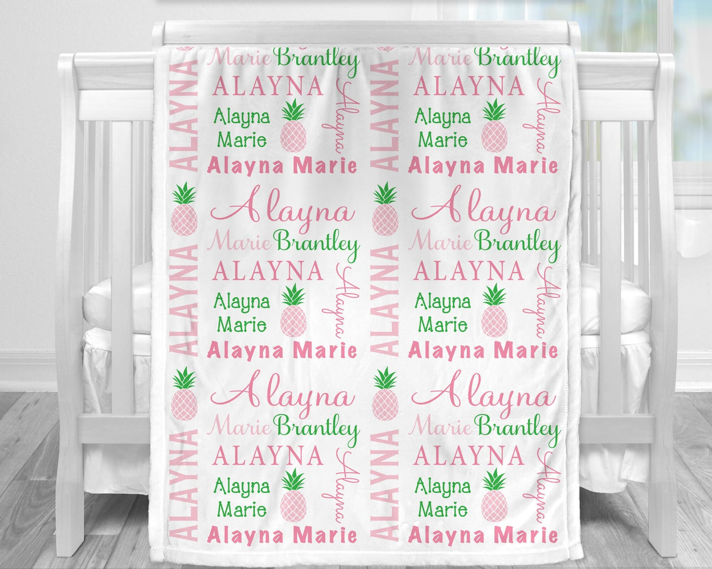 Personalized Pineapple Baby Name Blanket