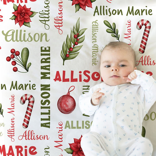 Personalized Christmas Baby Name Blanket