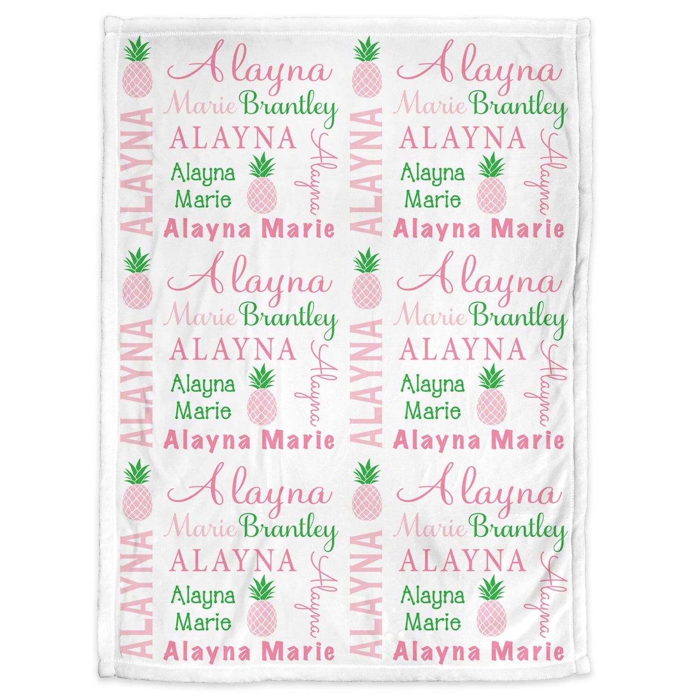 Personalized Pineapple Baby Name Blanket